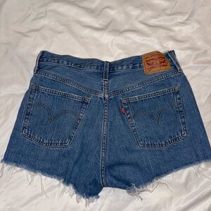 Levi's Blue Jean Shorts with Distressed Cut-Off Hem